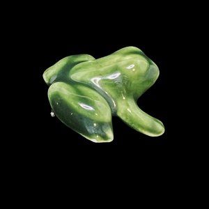 Vintage Green Ceramic Frog Pin (4613)